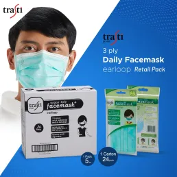 Facemask Masker Trasti 3 Ply Isi 4 Pcs  Karet